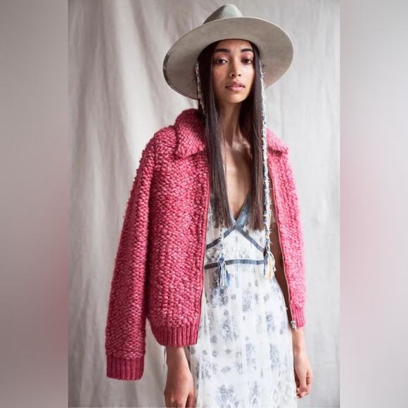 🆕 Loveshackfancy Almeria Sweater‎ Jacket Love Shack Fancy in Pink Size XS - Picture 8 of 8